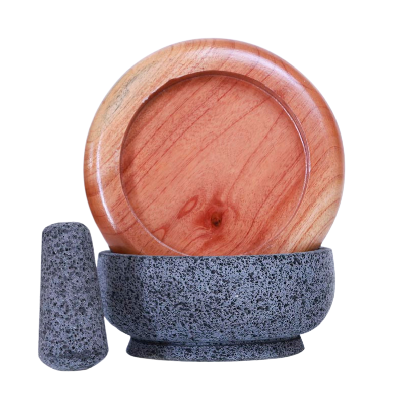 Molcajete Copa base de cedro