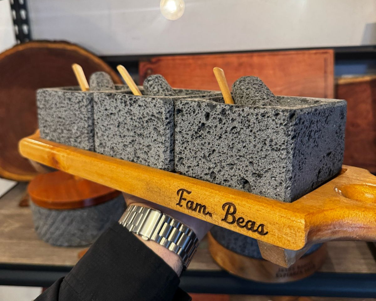 Set salseritos de piedra volcanica