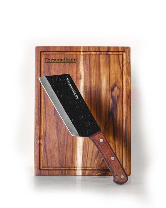 Tabla teca m + cuchillo